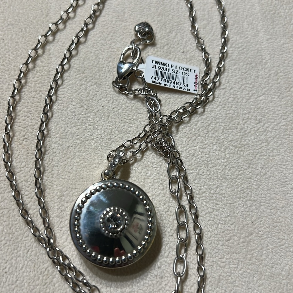 Brighton Twinkle crystal locket JL9331  15” chain silver plated NWT - Picture 6 of 6
